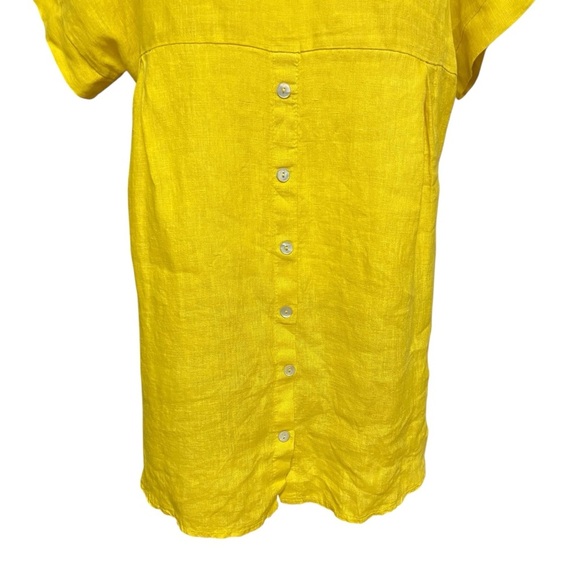 Terzo Millennio Women Yellow Mustard 100 % Linen Blouse Size M Button Back Light - Picture 7 of 10